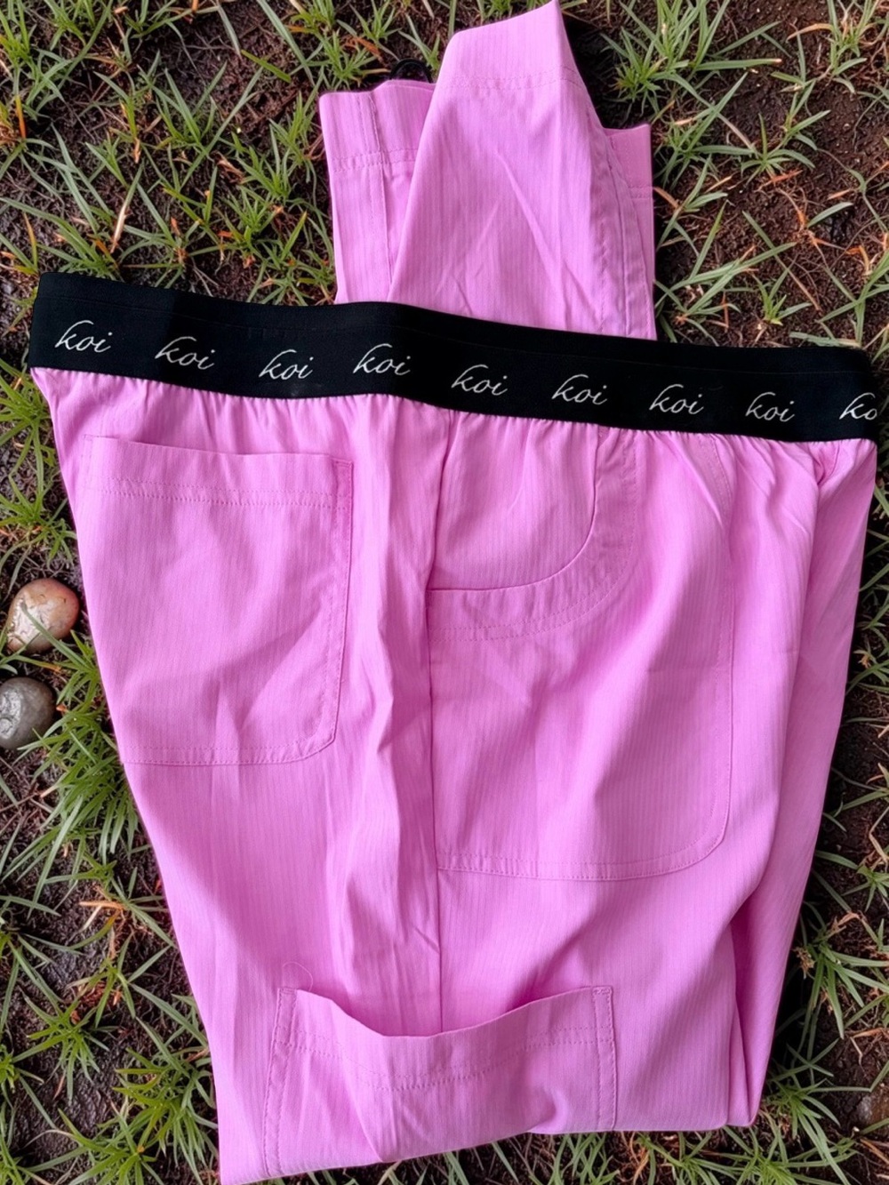 KOI Bright Pink Elastic-Waist Scrub Joggers